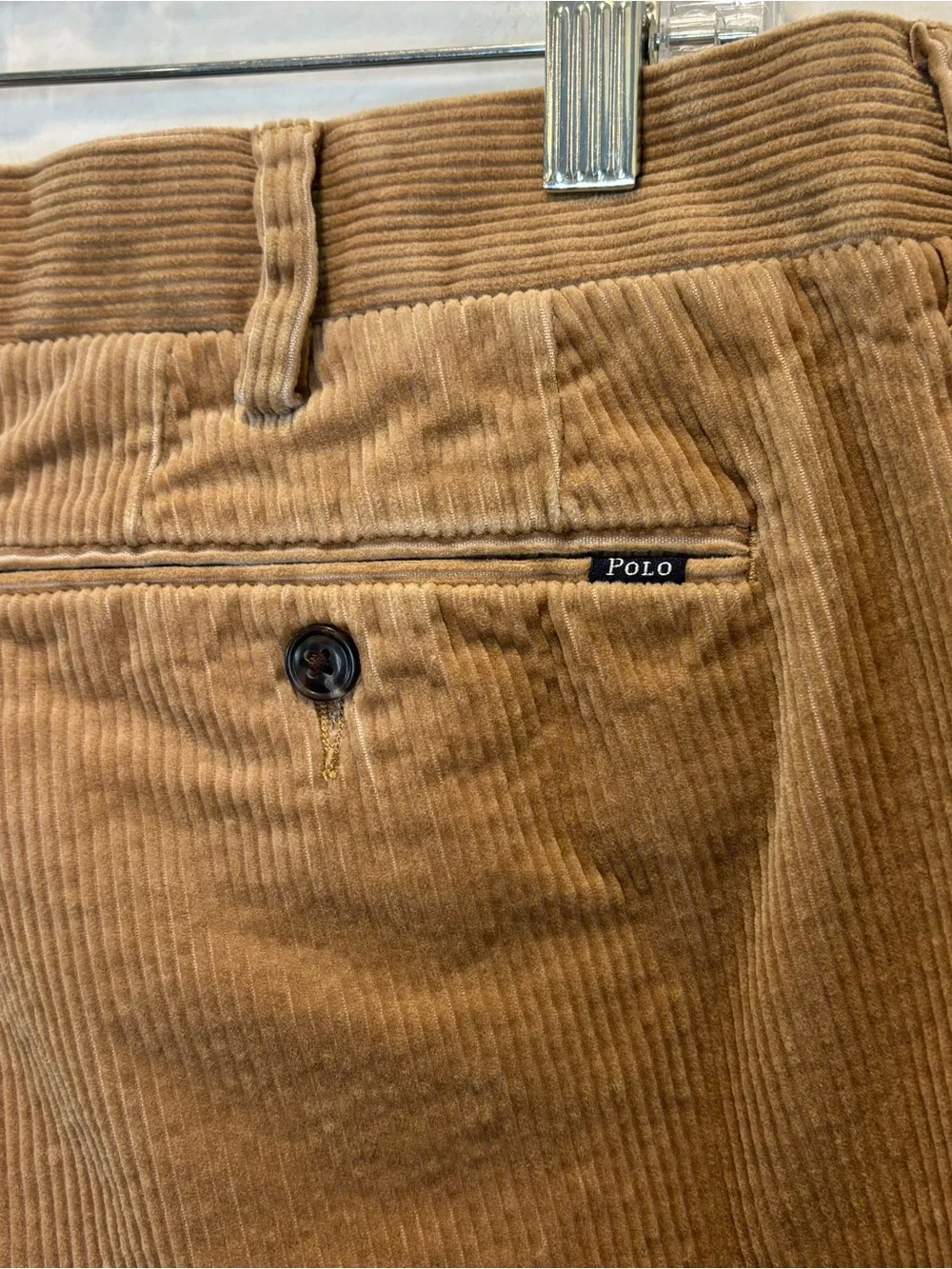 Polo Ralph Lauren Corduroy Pants Mens Size 36x32 Brown Straight Chino Flat Front